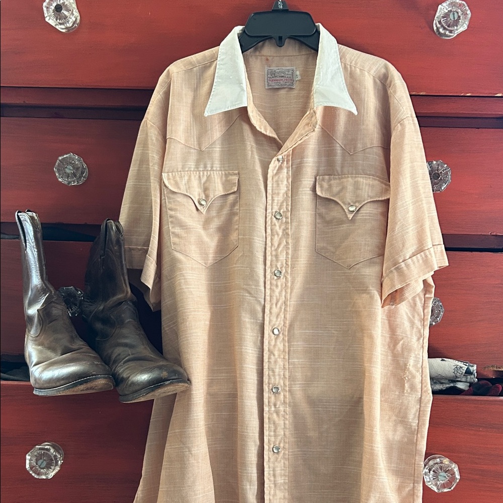 H bar C vintage  Western Shirt with White Collar